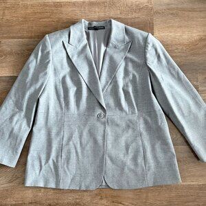 Women’s Ellen Tracy Blazer Size 20 – Gray Wool Blend, Lined, Single Button